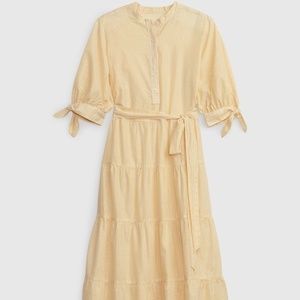 Gap Popover Metallic Yellow Stripe Midi Dress Size XXL Plus Size